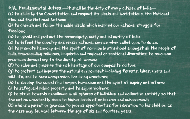 Fundamental Duties Article 51A Constitution of India