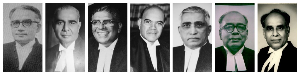 Justices C.M. Sikri, J.M. Shelath, K.S. Hegde, A.N. Grover, P. Jagamohan Reddy, A.K. Mukherjea, and H.R. Khanna (who broke the tie) constituted the majority in the Kesavananda Bharati Case